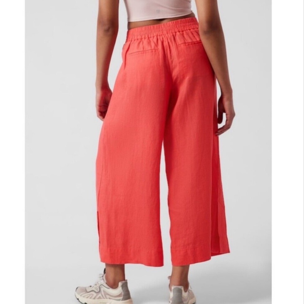 Athleta Playa coral linen wide leg cropped pant Size 6 - Picture 2 of 7